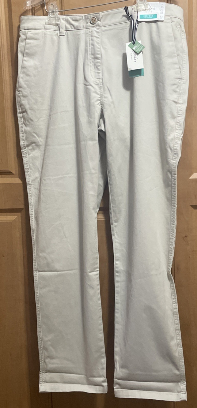 Joules Womens Pants Size 12 Beige Hesford Relaxed Fit Chino Mid Rise Size 12